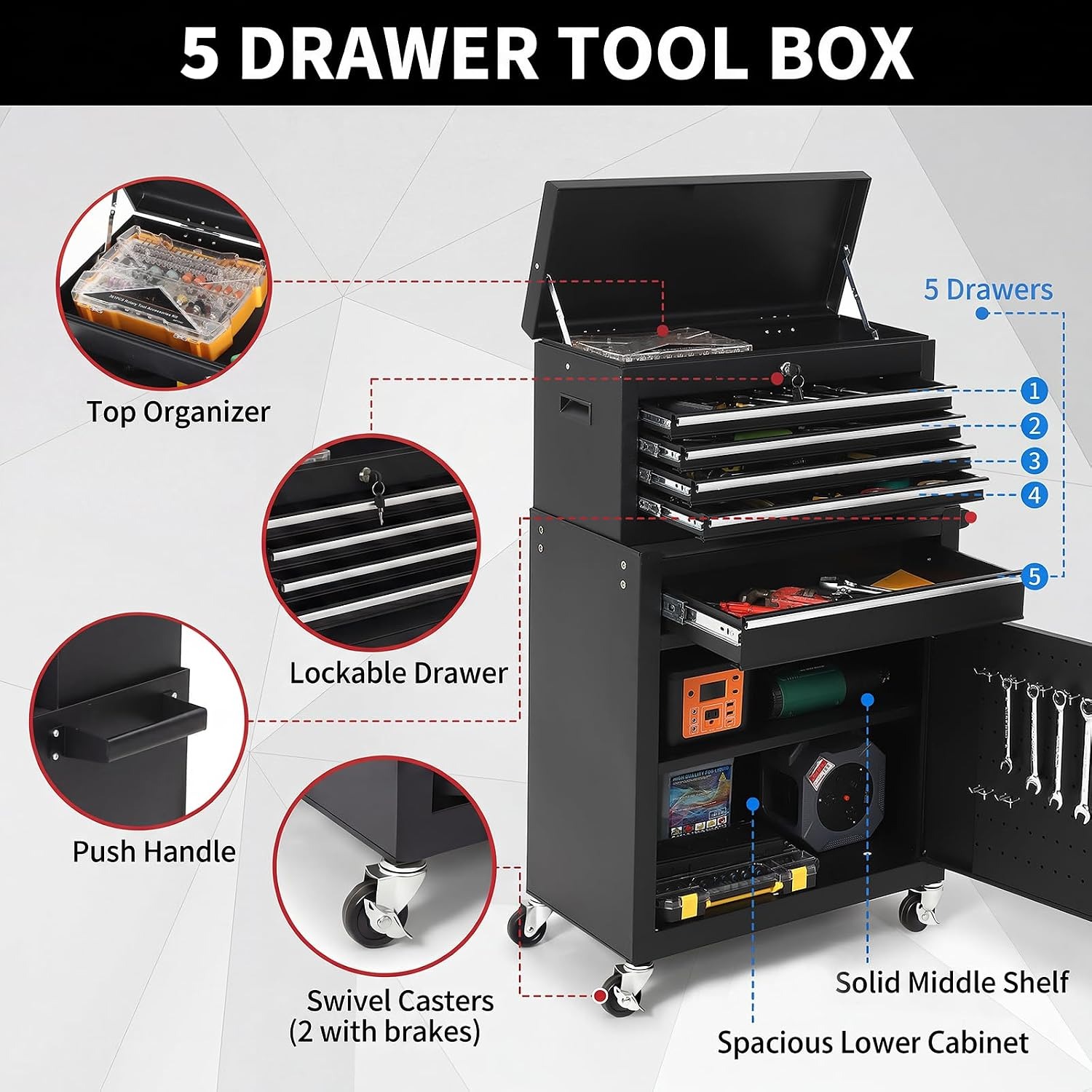 Wózek narzędziowy z 5 szuflada – Tools Box For Workshop recenzja i cena
